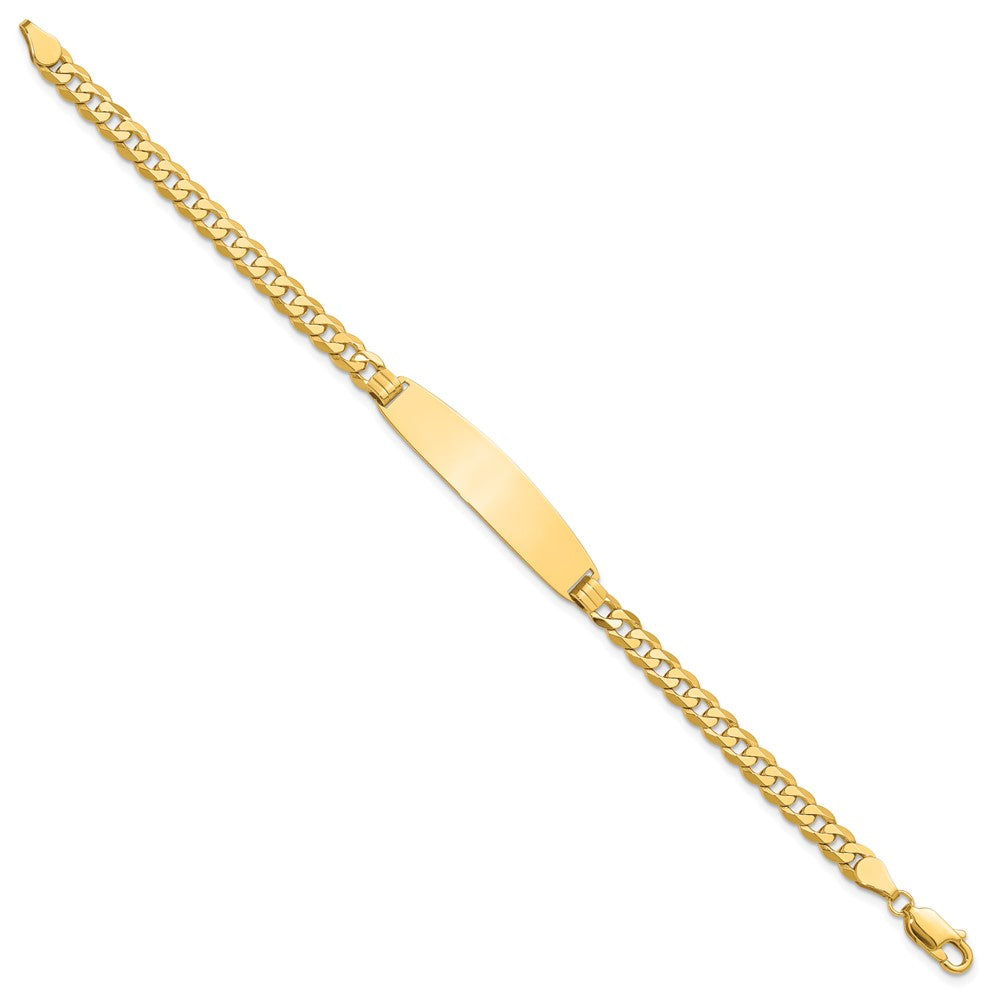 14k Polished Solid Chain/Solid Plate Curb Link Rounded 35x8.5mm Plate 7 inch ID Bracelet