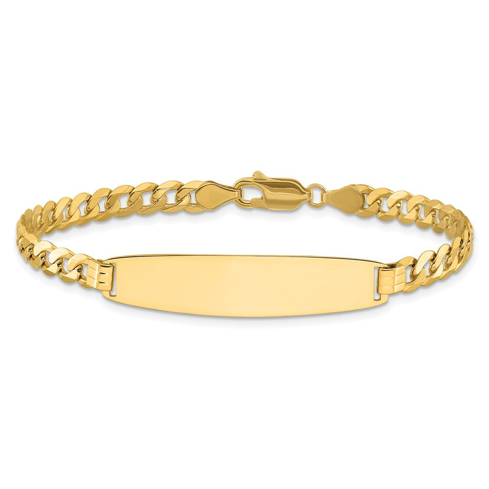14k Polished Solid Chain/Solid Plate Curb Link Rounded 35x8.5mm Plate 7 inch ID Bracelet