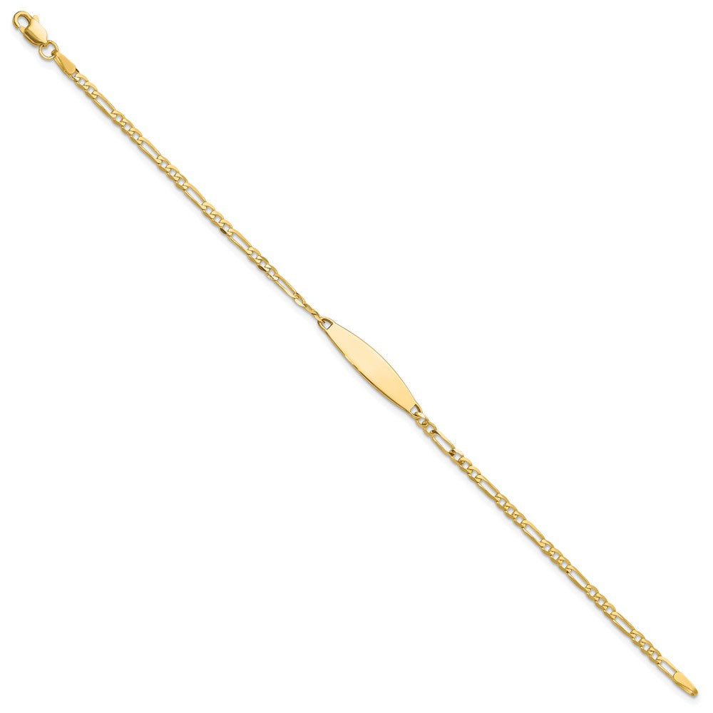 14k Polished Solid Chain/Solid Plate Figaro Link 24.6x5.5mm Plate 7 inch ID Bracelet