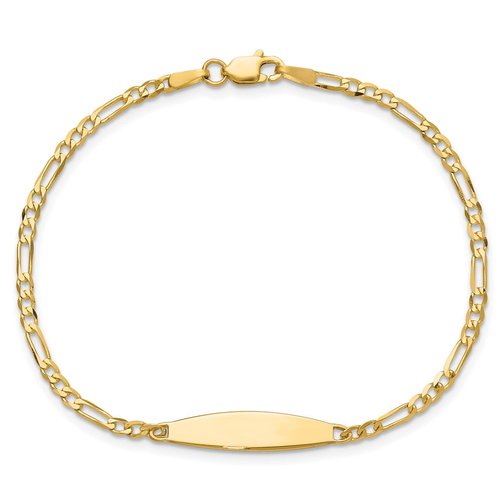 14k Polished Solid Chain/Solid Plate Figaro Link 24.6x5.5mm Plate 8 inch ID Bracelet