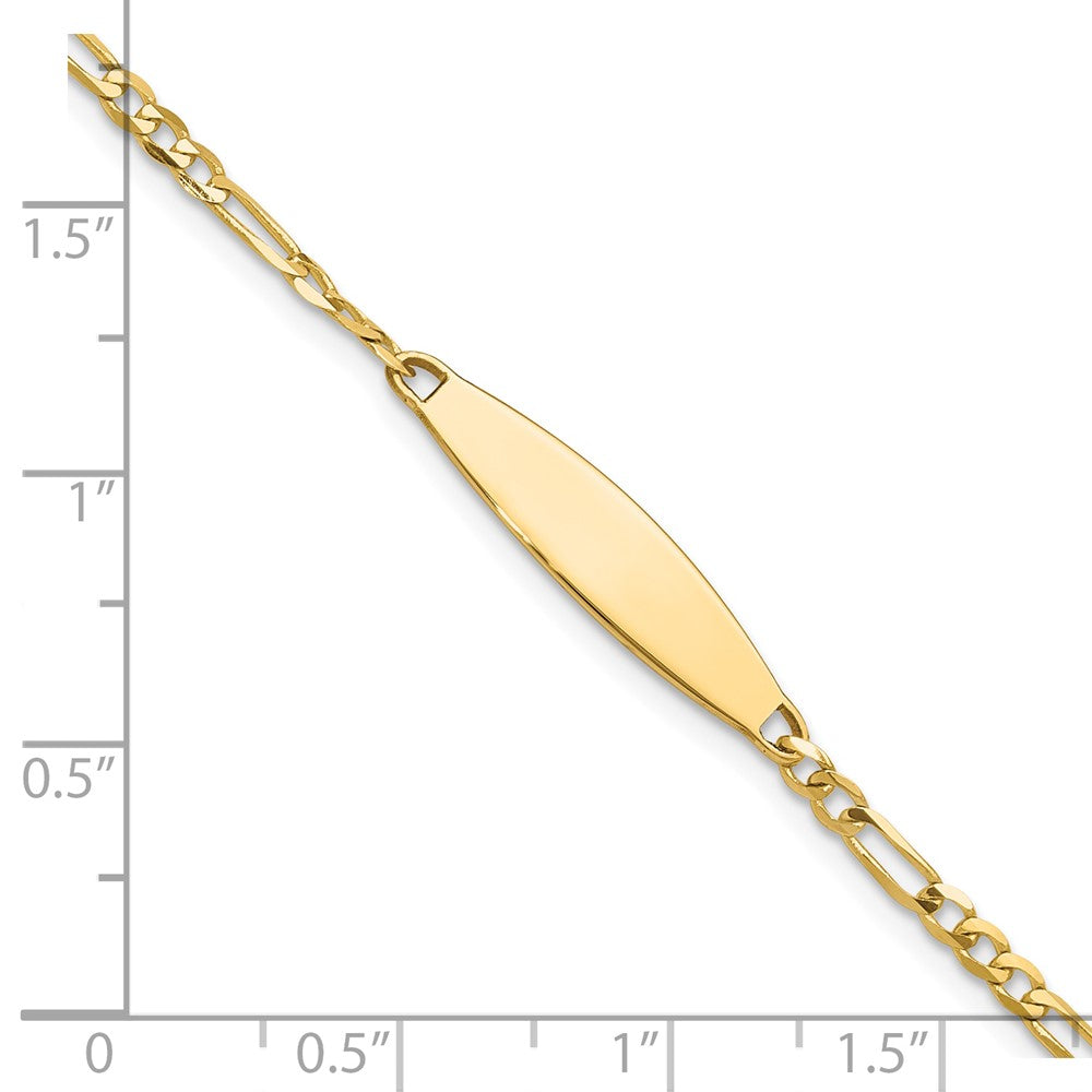 14k Polished Solid Chain/Solid Plate Figaro Link 24.6x5.5mm Plate 8 inch ID Bracelet
