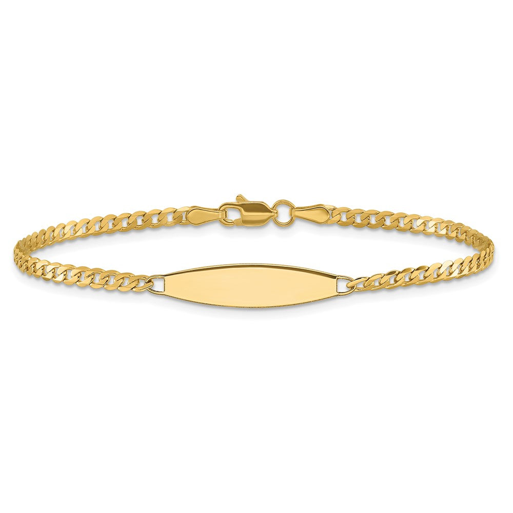 14k Polished Solid Chain/Solid Plate Curb Link 36x5.1mm Plate 7 inch ID Bracelet