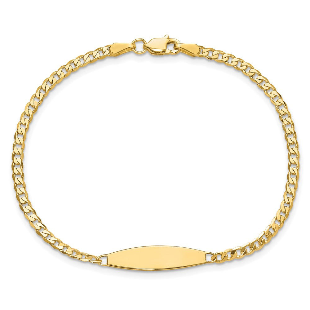 14k Polished Solid Chain/Solid Plate Curb Link 36x5.1mm Plate 8 inch ID Bracelet