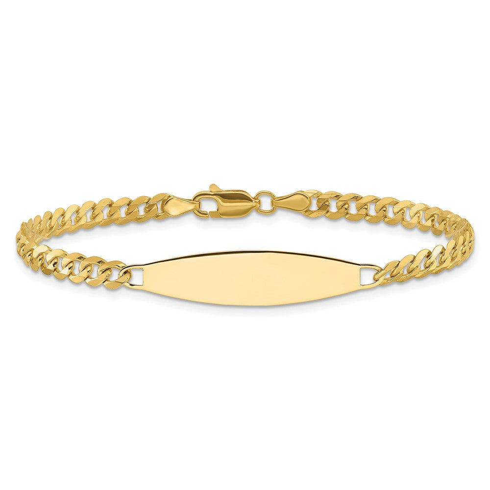 14k Polished Solid Chain/Solid Plate Flat Curb Link 29.5x8mm Plate 8 inch ID Bracelet