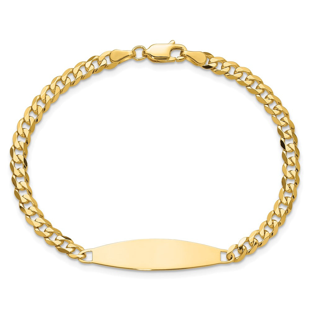 14k Polished Solid Chain/Solid Plate Flat Curb Link 29.5x8mm Plate 8 inch ID Bracelet