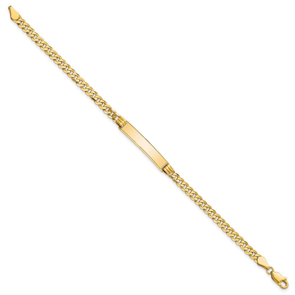 14k Polished Solid Chain/Solid Plate Curb Link 24.5x5mm Plate 8 inch ID Bracelet