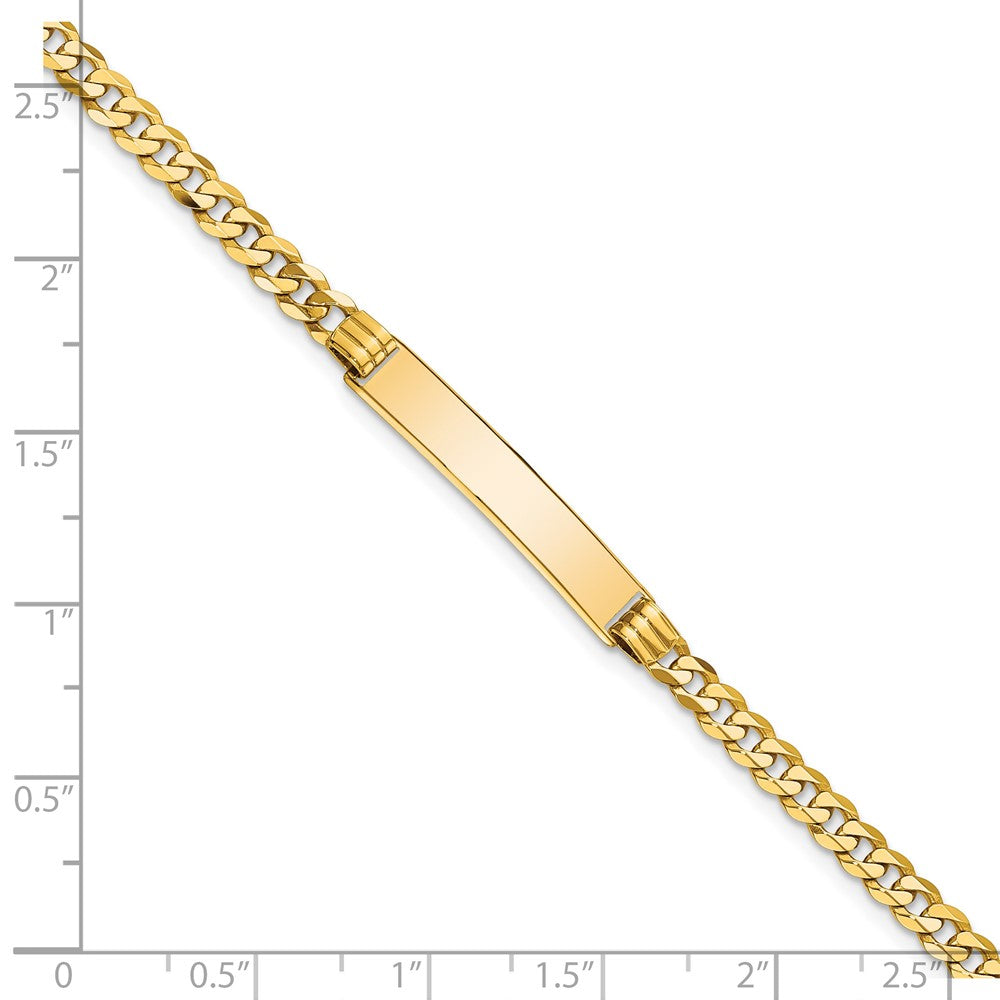 14k Polished Solid Chain/Solid Plate Curb Link 24.5x5mm Plate 7 inch ID Bracelet