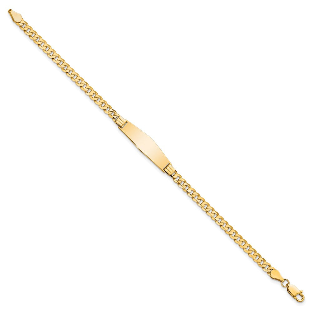 14k Polished Solid Chain/Solid Plate Curb Link Soft Diamond Shape 24.5x7.5mm Plate 7 inch ID Bracelet