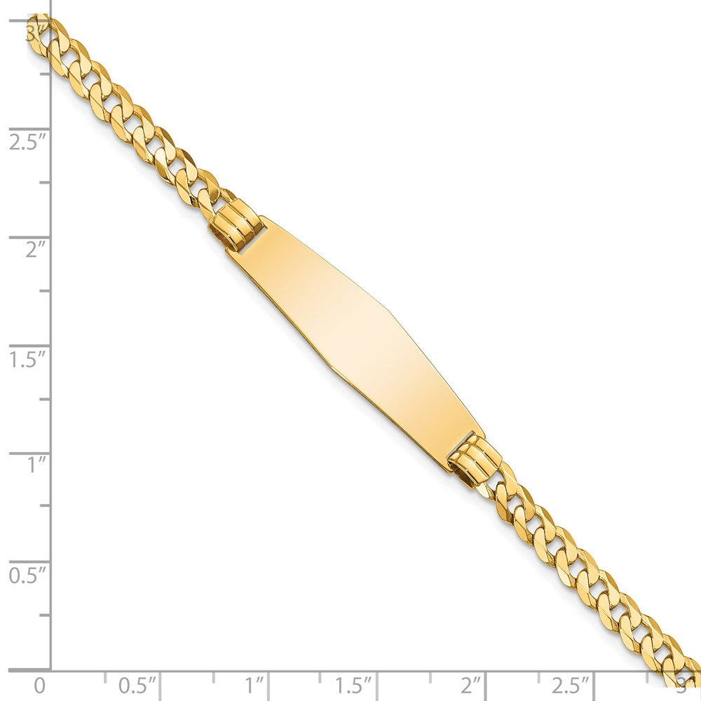 14k Polished Solid Chain/Solid Plate Curb Link Soft Diamond Shape 33x10mm Plate 8 inch ID Bracelet
