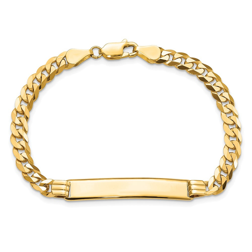 14k Polished Solid Chain/Solid Plate Curb Link 34x7mm Plate 8 inch ID Bracelet
