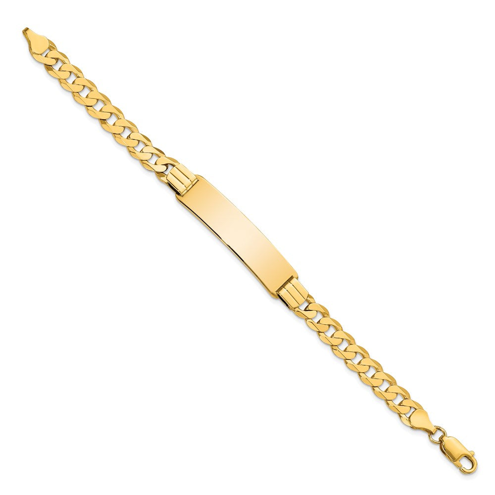 14k Polished Solid Chain/Solid Plate Curb Link 37x9mm Plate 7 inch ID Bracelet