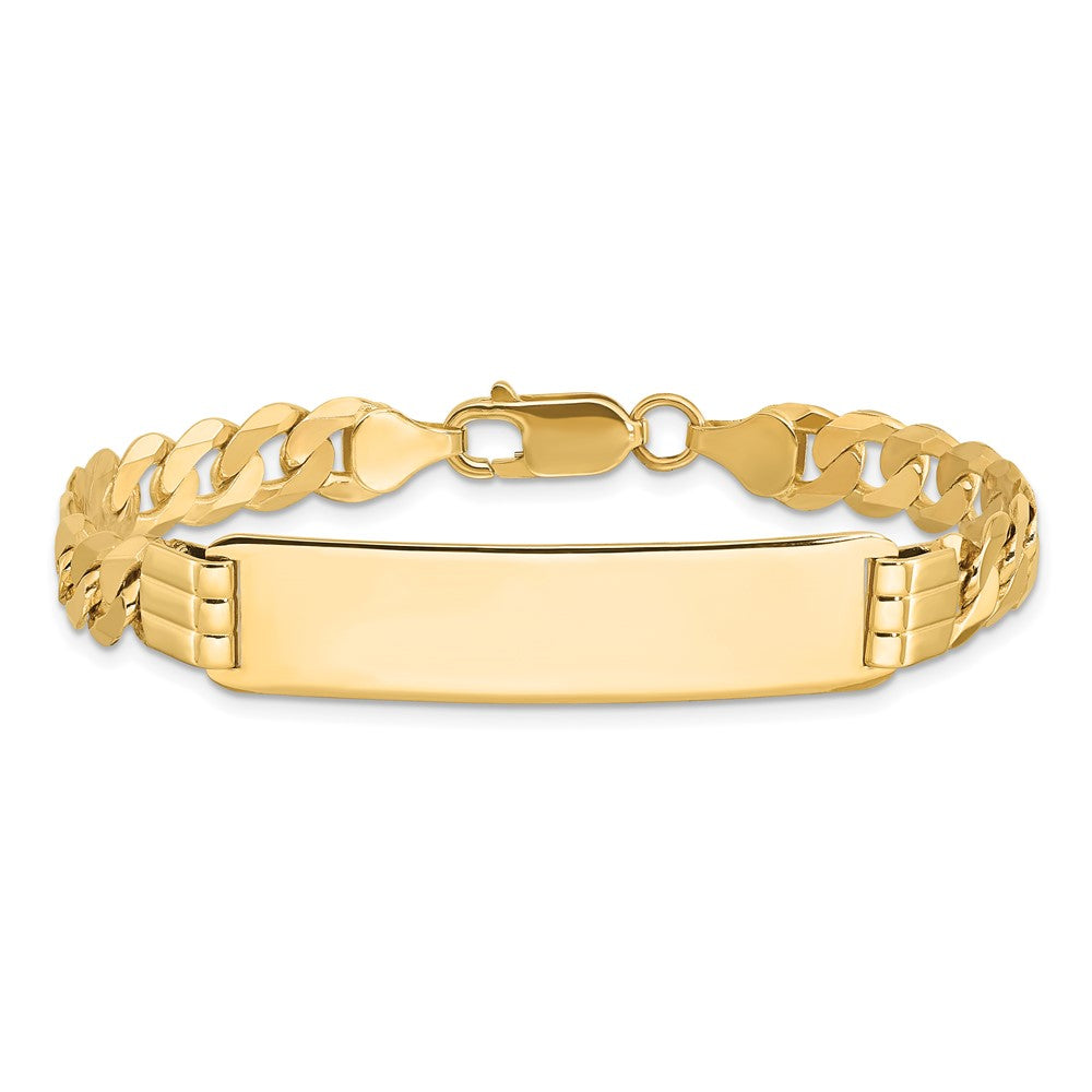 14k Polished Solid Chain/Solid Plate Curb Link 37x9mm Plate 7 inch ID Bracelet