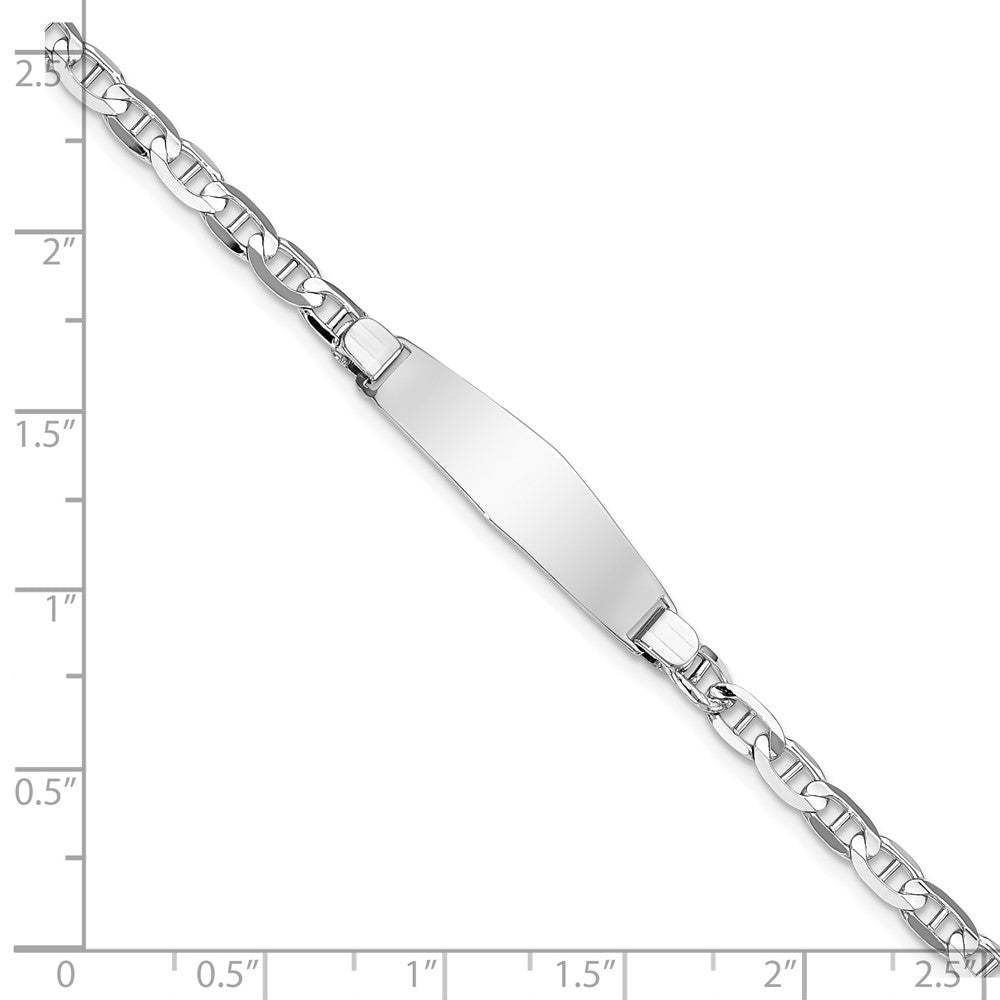 14k White Gold Polished Solid Chain/Solid Plate Anchor Link Soft Diamond Shape 25.5x7.5mm Plate 8 inch ID Bracelet