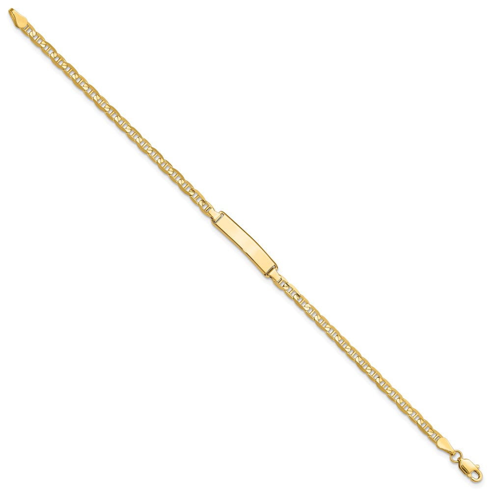 14k Polished Solid Chain/Solid Plate Anchor Link 19.5x4.5mm Plate 7 inch ID Bracelet