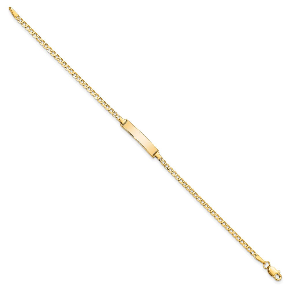 14k Polished Solid Chain/Solid Plate Flat Curb Link 22.5x4.5mm Plate 8 inch ID Bracelet