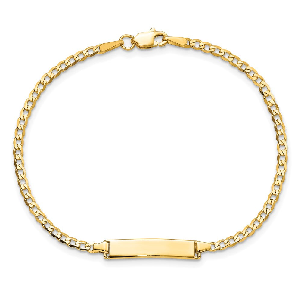 14k Polished Solid Chain/Solid Plate Flat Curb Link 22.5x4.5mm Plate 7 inch ID Bracelet