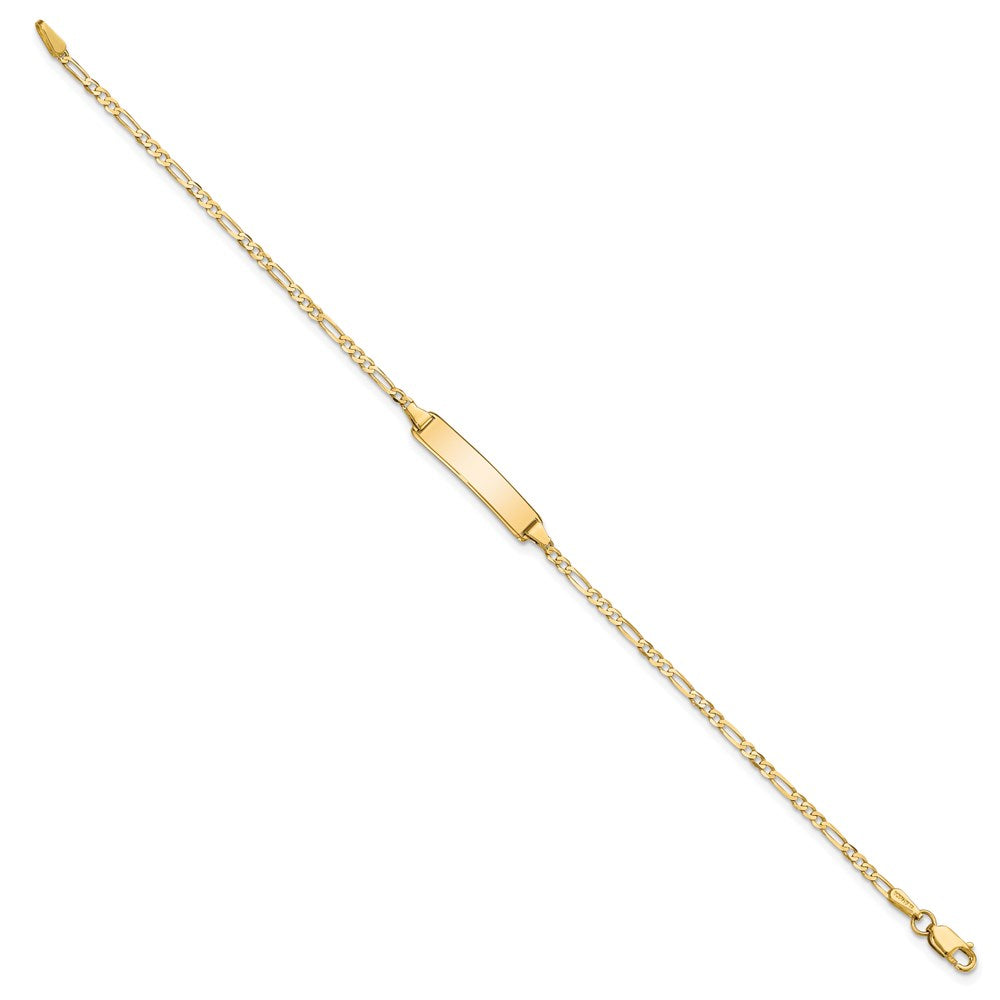 14k Polished Solid Chain/Solid Plate Flat Figaro Link 19.5x4.5mm Plate 8 inch ID Bracelet