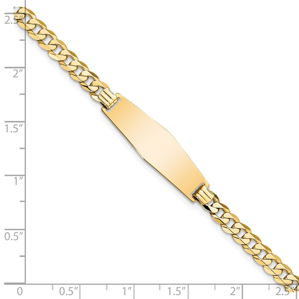 14k Polished Solid Chain/Solid Plate Flat Curb Link Soft Diamond Shape 28x9.3mm Plate 7 inch ID Bracelet