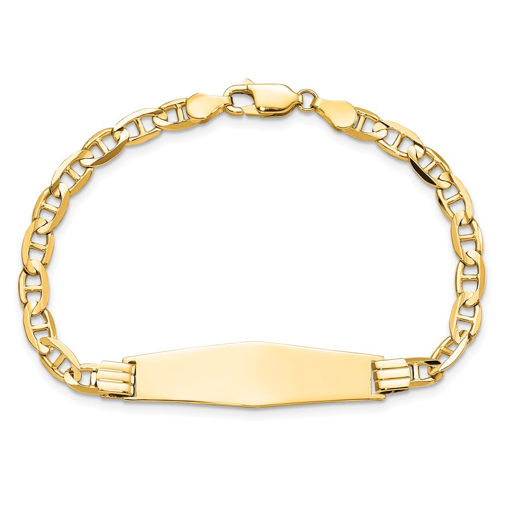14k Polished Solid Chain/Solid Plate Anchor Link Soft Diamond Shape 33x9.8mm Plate 7 inch ID Bracelet