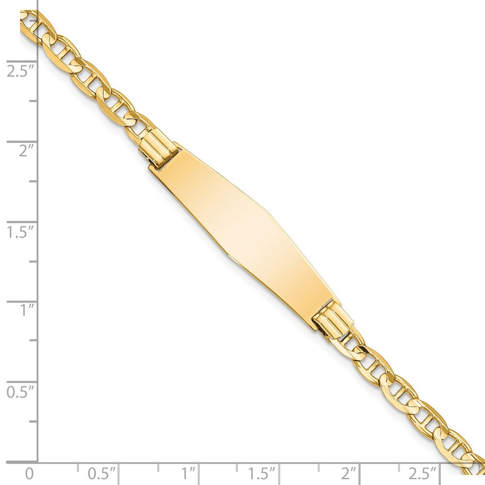 14k Polished Solid Chain/Solid Plate Anchor Link Soft Diamond Shape 33x9.8mm Plate 8 inch ID Bracelet