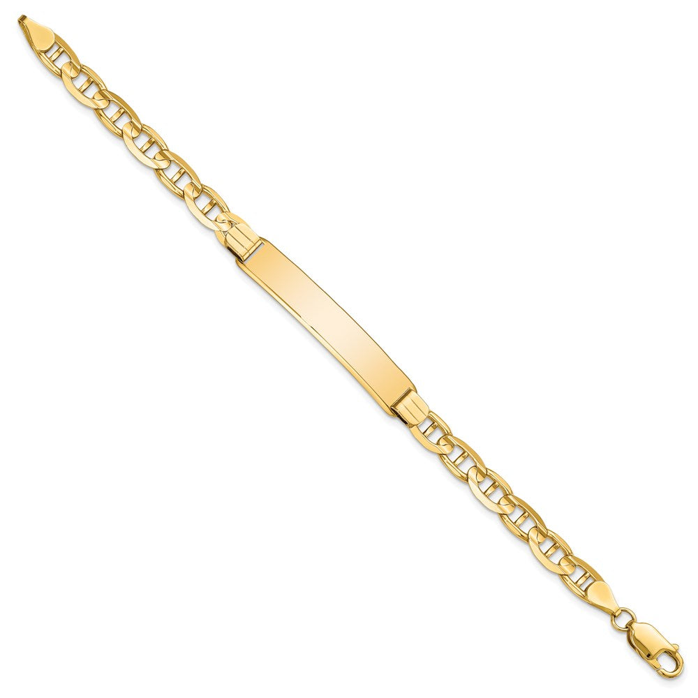 14k Polished Solid Chain/Solid Plate Anchor Link 38x7.8mm Plate 8 inch ID Bracelet
