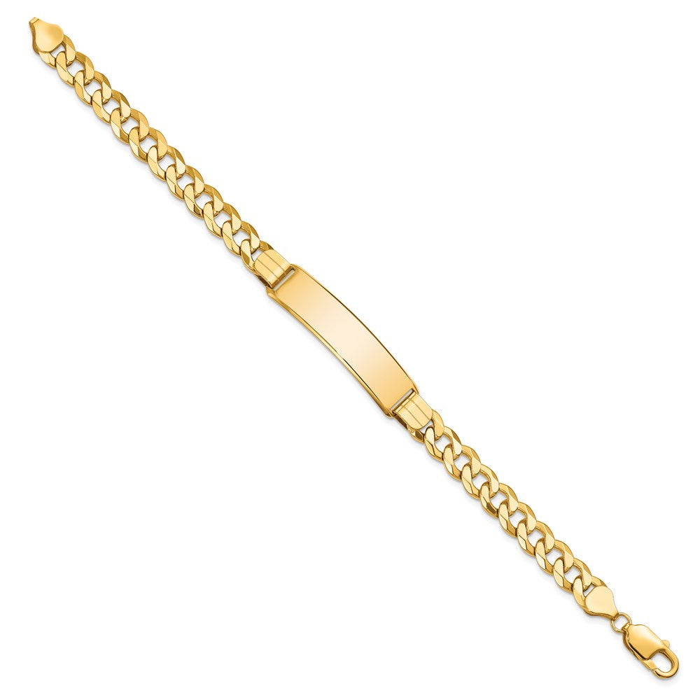 14k Polished Solid Chain/Solid Plate Flat Curb Link 37x9mm Plate 8 inch ID Bracelet