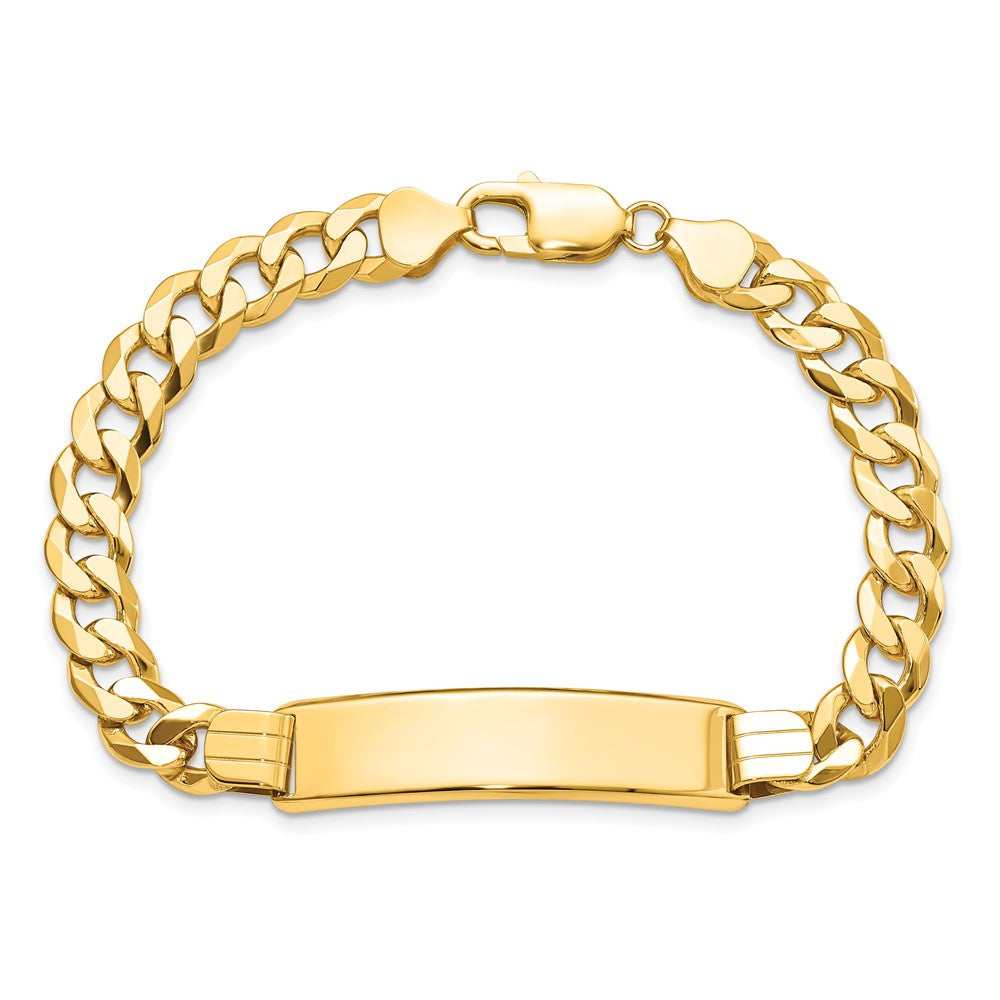 14k Polished Solid Chain/Solid Plate Flat Curb Link 37x9mm Plate 8 inch ID Bracelet