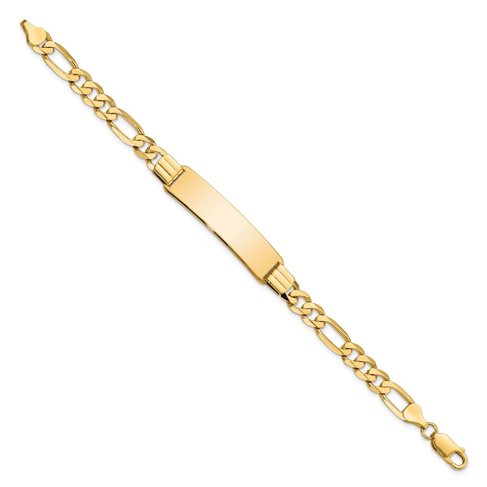 14k Polished Solid Chain/Solid Plate Flat Figaro Link 36.5x9mm Plate 7 inch ID Bracelet