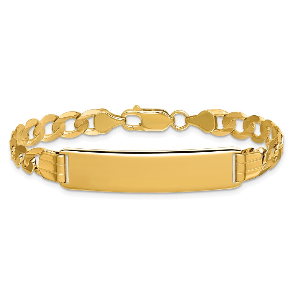 14k Polished Solid Chain/Solid Plate Curb Link 37x9mm Plate 7 inch ID Bracelet