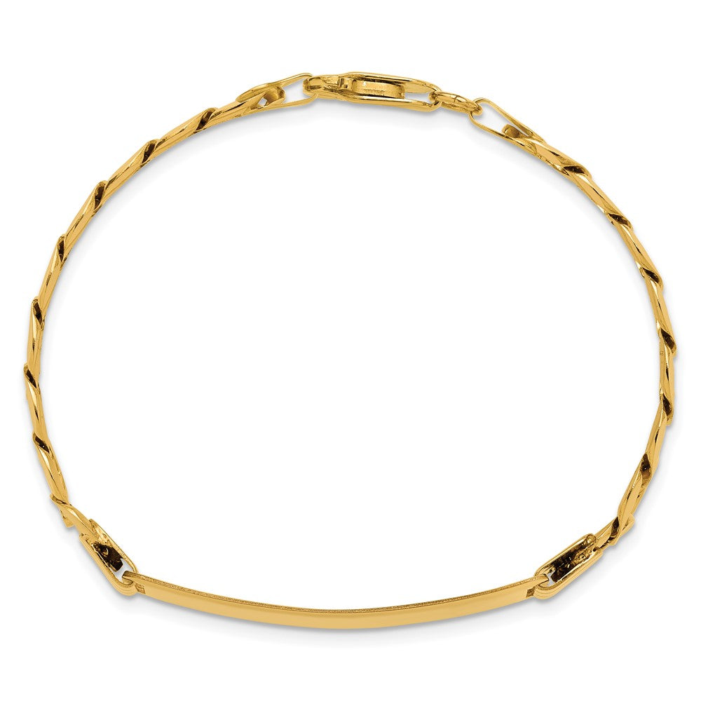 14k Polished Solid Chain/Solid Plate Curb Link 37x9mm Plate 7 inch ID Bracelet