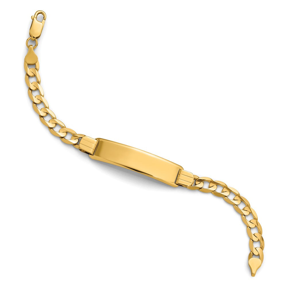 14k Polished Solid Chain/Solid Plate Curb Link 37x9mm Plate 7 inch ID Bracelet