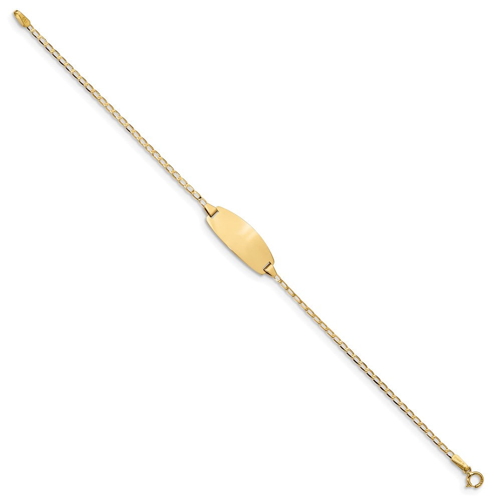 14k Polished Solid Chain/Solid Plate Curb Link Oval 18.5x8.5mm Plate 6 inch Baby/Child ID Bracelet