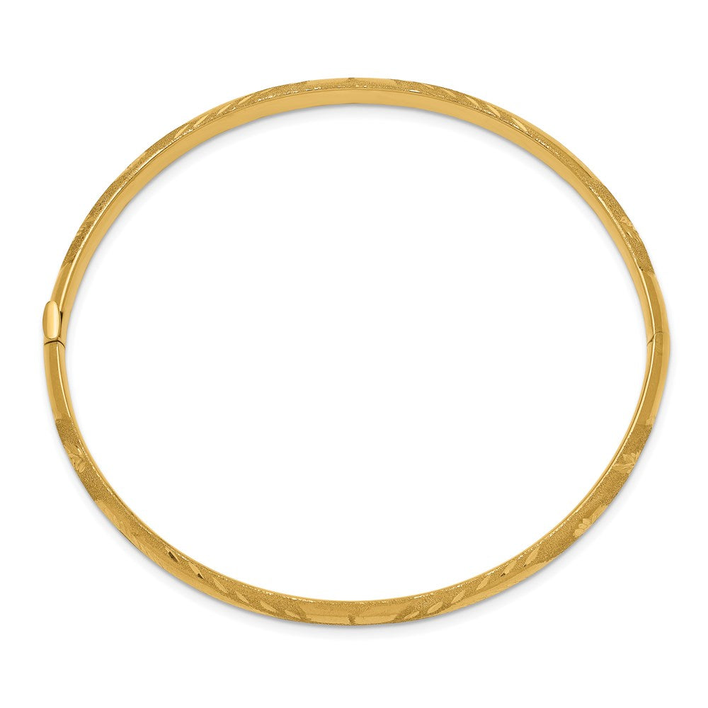 14k 3/16 Oversized Laser-Cut 5.00mm Hinged Oval Bangle Bracelet