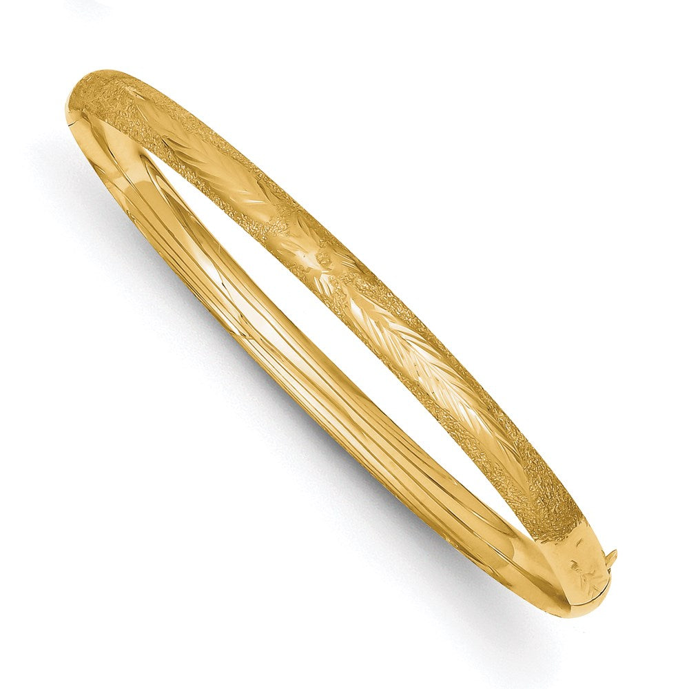 14k Yellow gold;Hollow;Hinged;Engravable;Safety bar;Laser-cut
