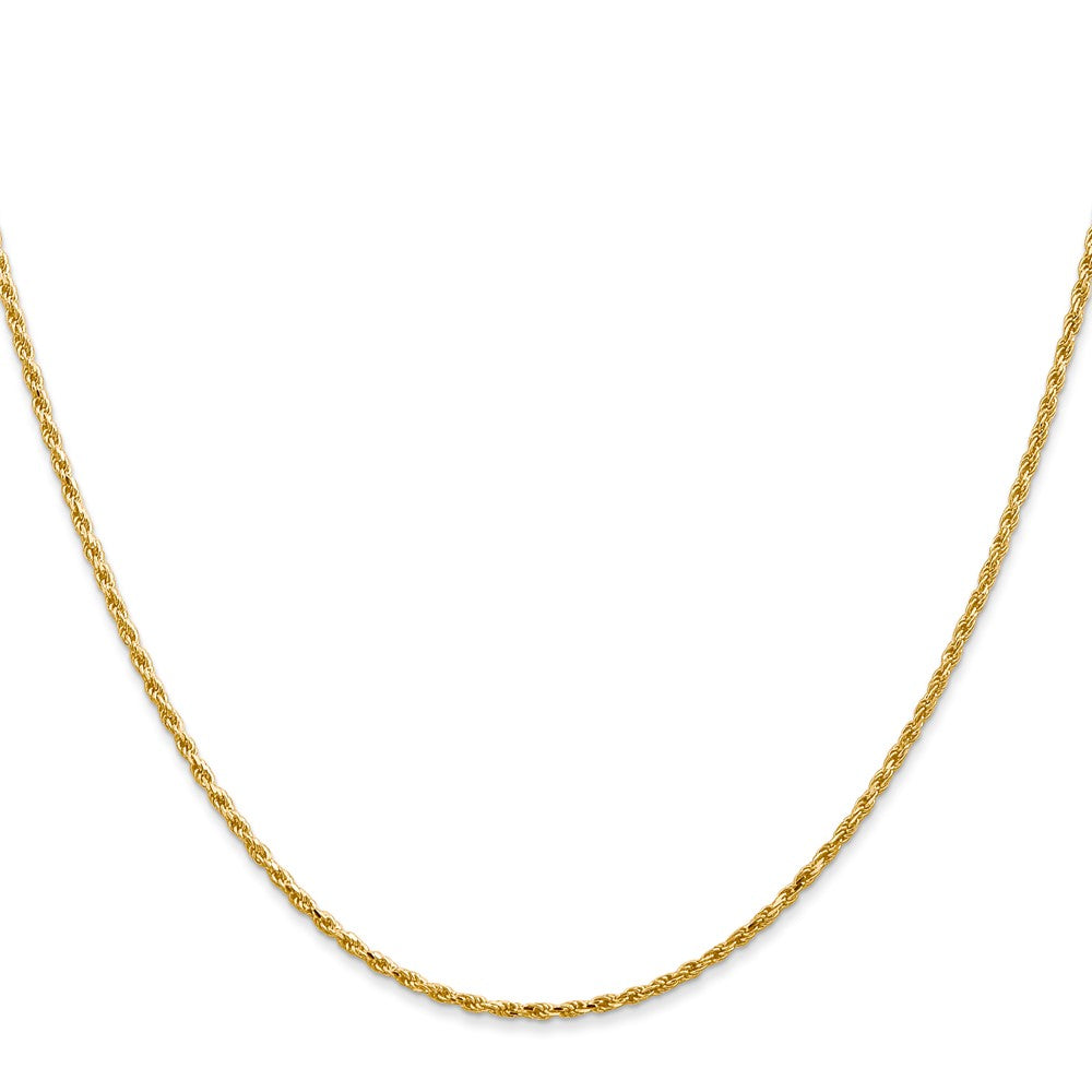 14K 30 inch 1.3mm Diamond-cut Solid Machine Made Rope with Lobster Clasp Chain