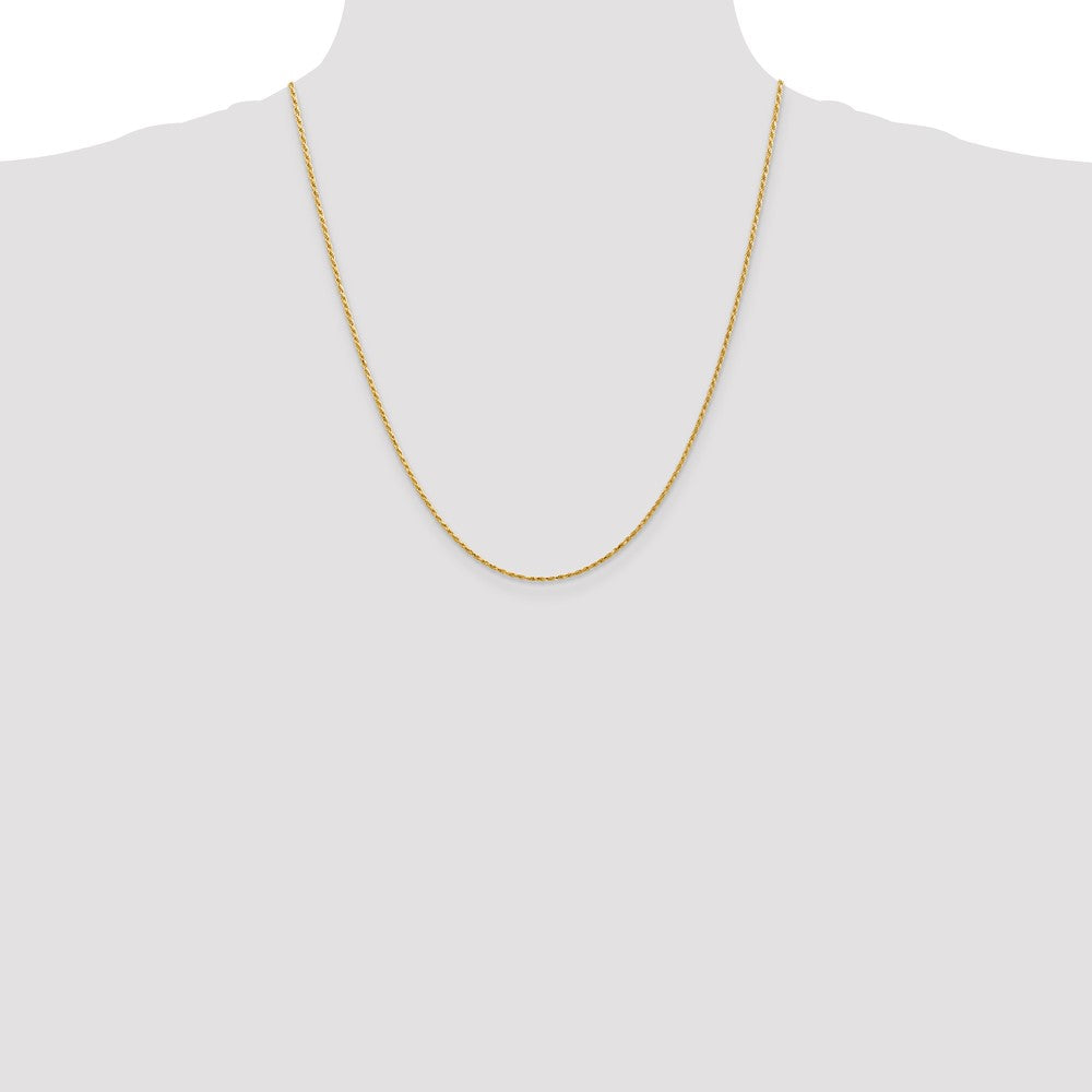 14K 22 inch 1.3mm Diamond-cut Solid Machine Made Rope with Lobster Clasp Chain