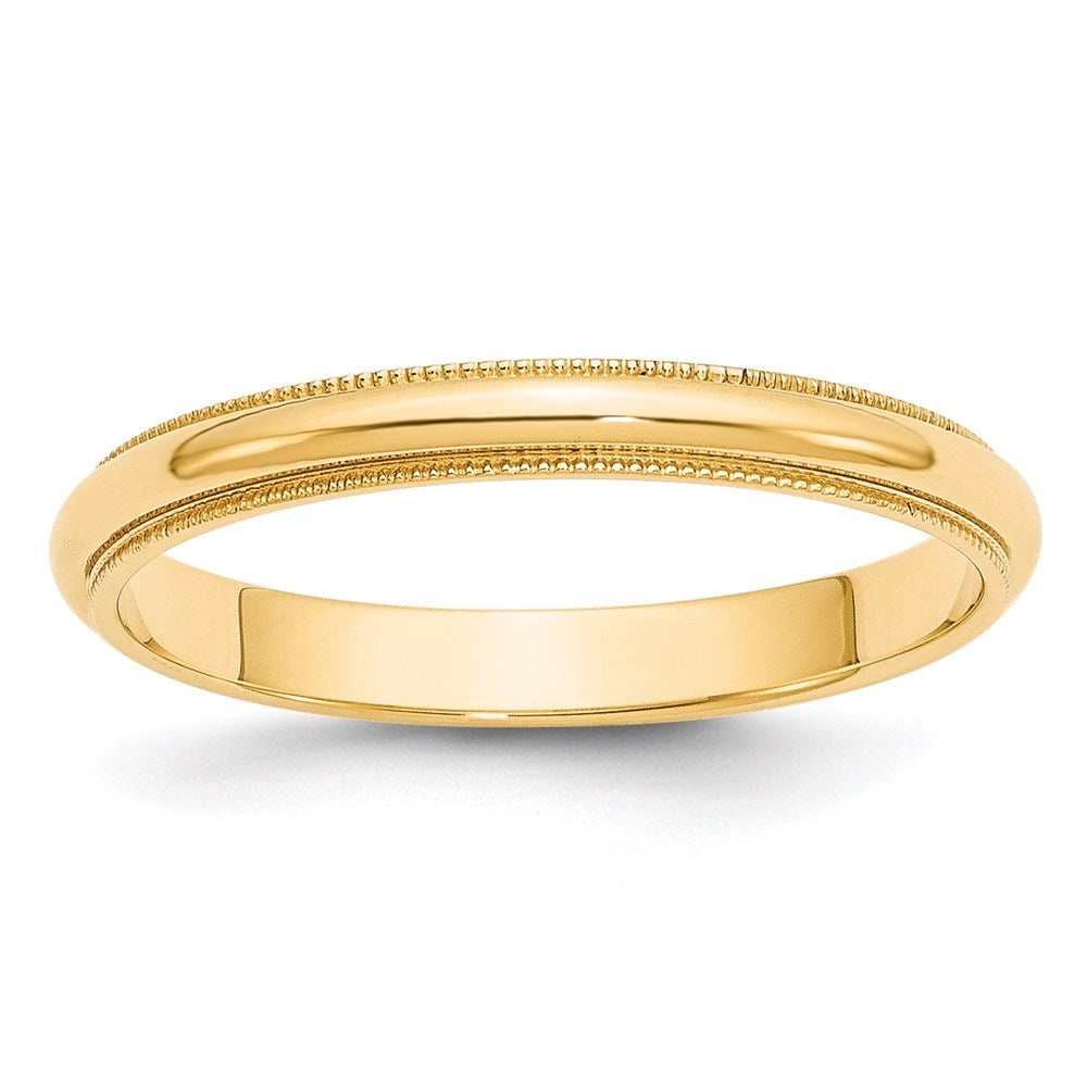 Solid;Polished;14k Yellow gold;Engravable;Milgrain;Half Round;Machined