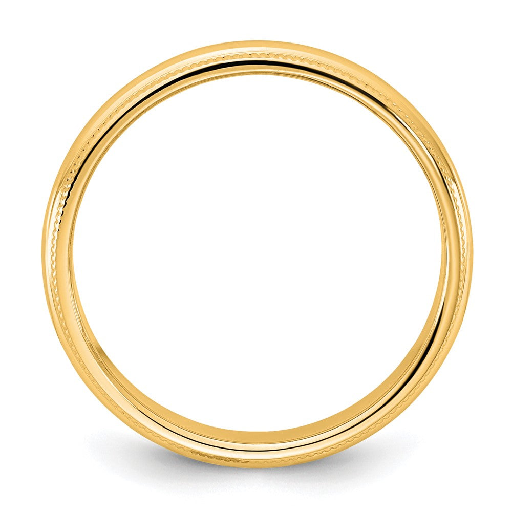 14KY 3.5mm Milgrain Half Round Band Size 5