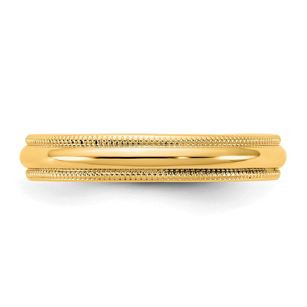 14KY 3.5mm Milgrain Half Round Band Size 9