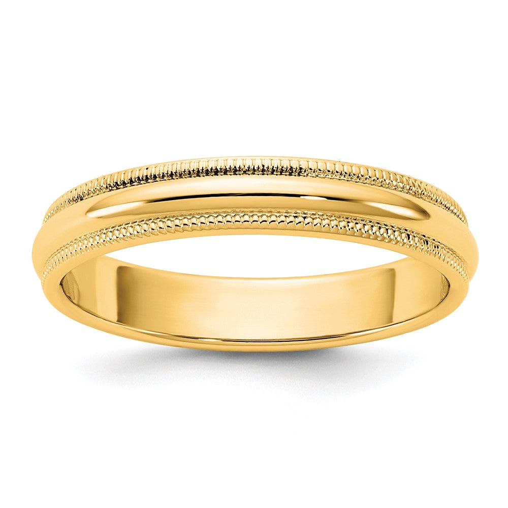 14KY 3.5mm Milgrain Half Round Band Size 9
