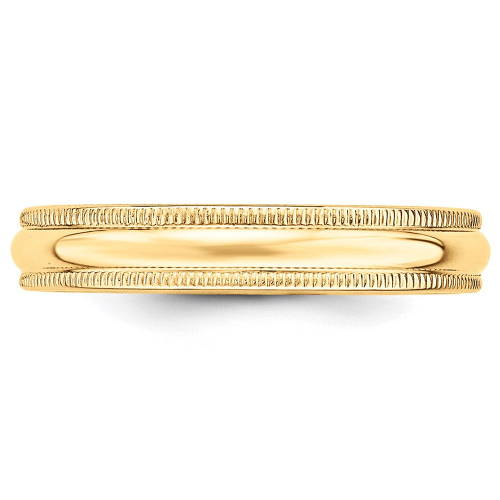 14k Yellow Gold 4mm Milgrain Half Round Wedding Band Size 5