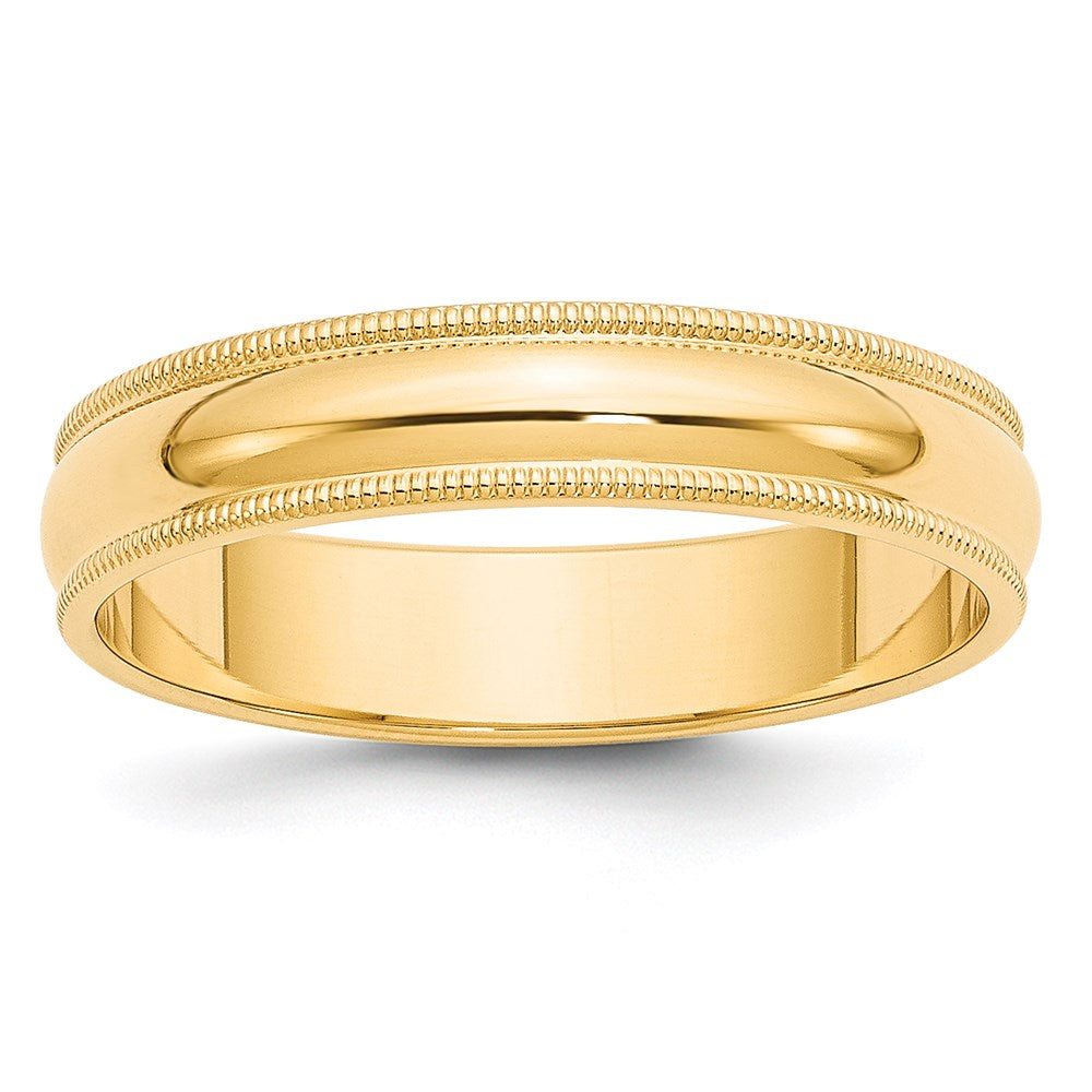 Solid;Polished;14k Yellow gold;Engravable;Milgrain;Half Round;Machined
