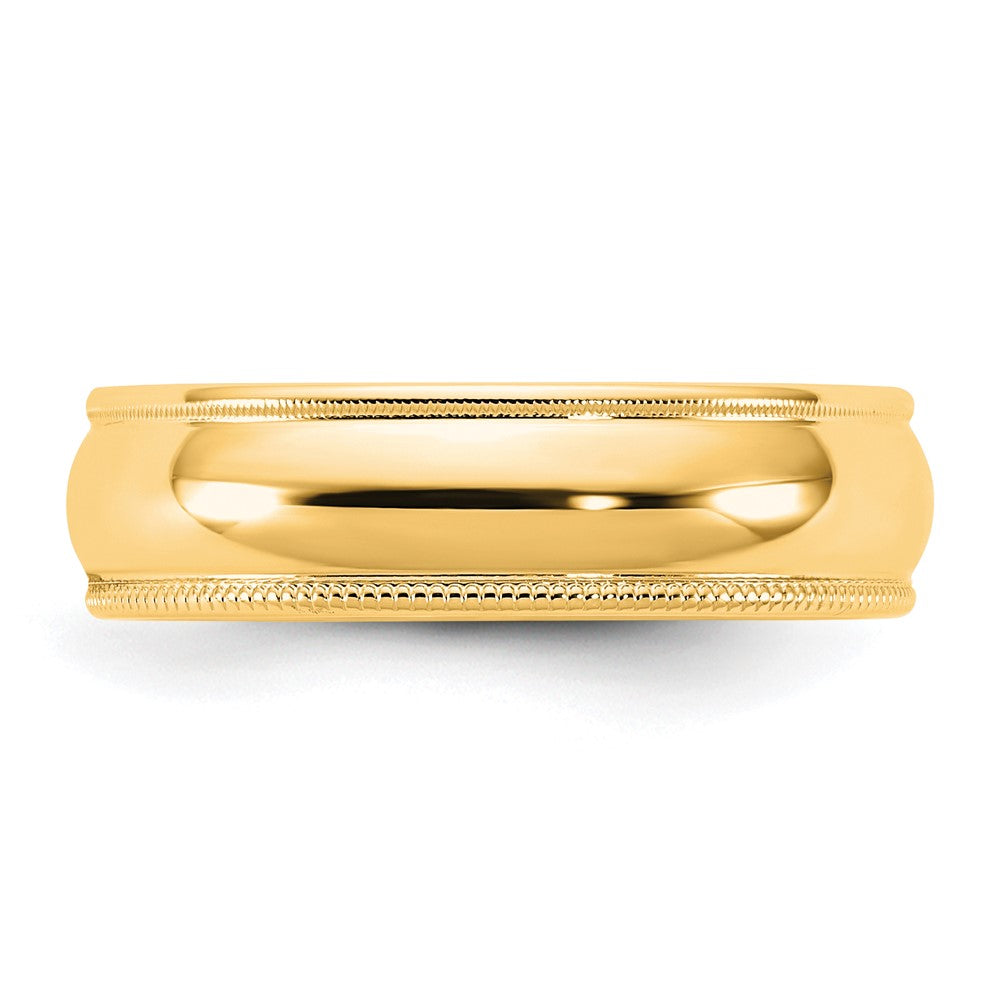 14KY 5.5mm Milgrain Half Round Band Size 10