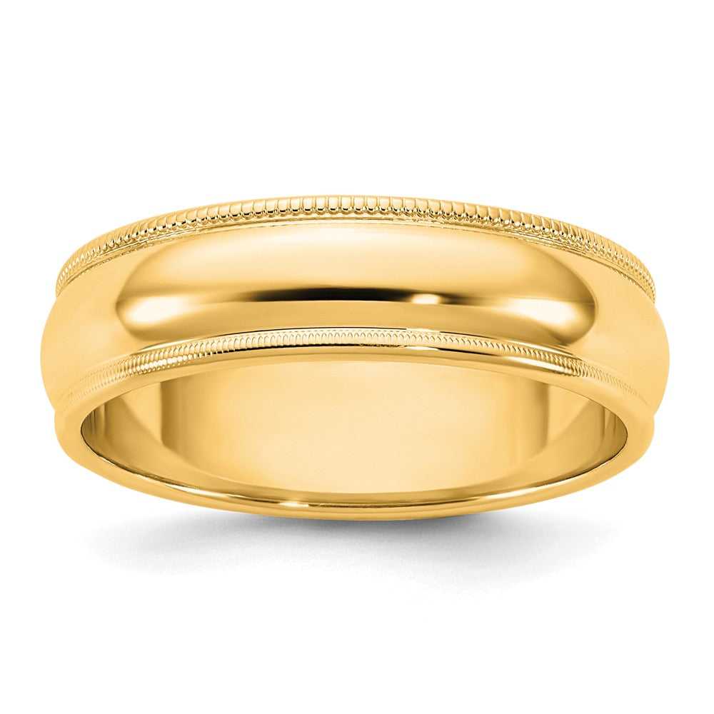 14KY 5.5mm Milgrain Half Round Band Size 10