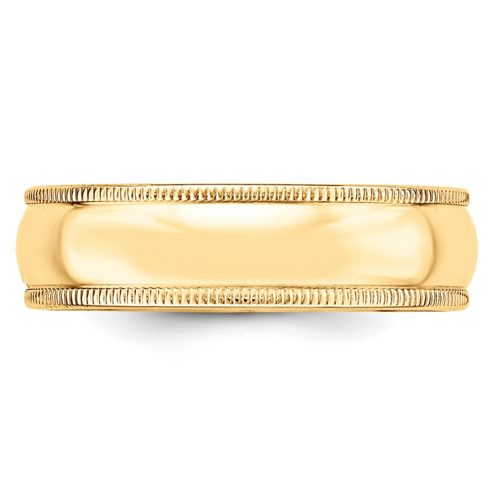 Sterling Silver Gold-plated 6mm Half Round Milgrain Size 10 Band