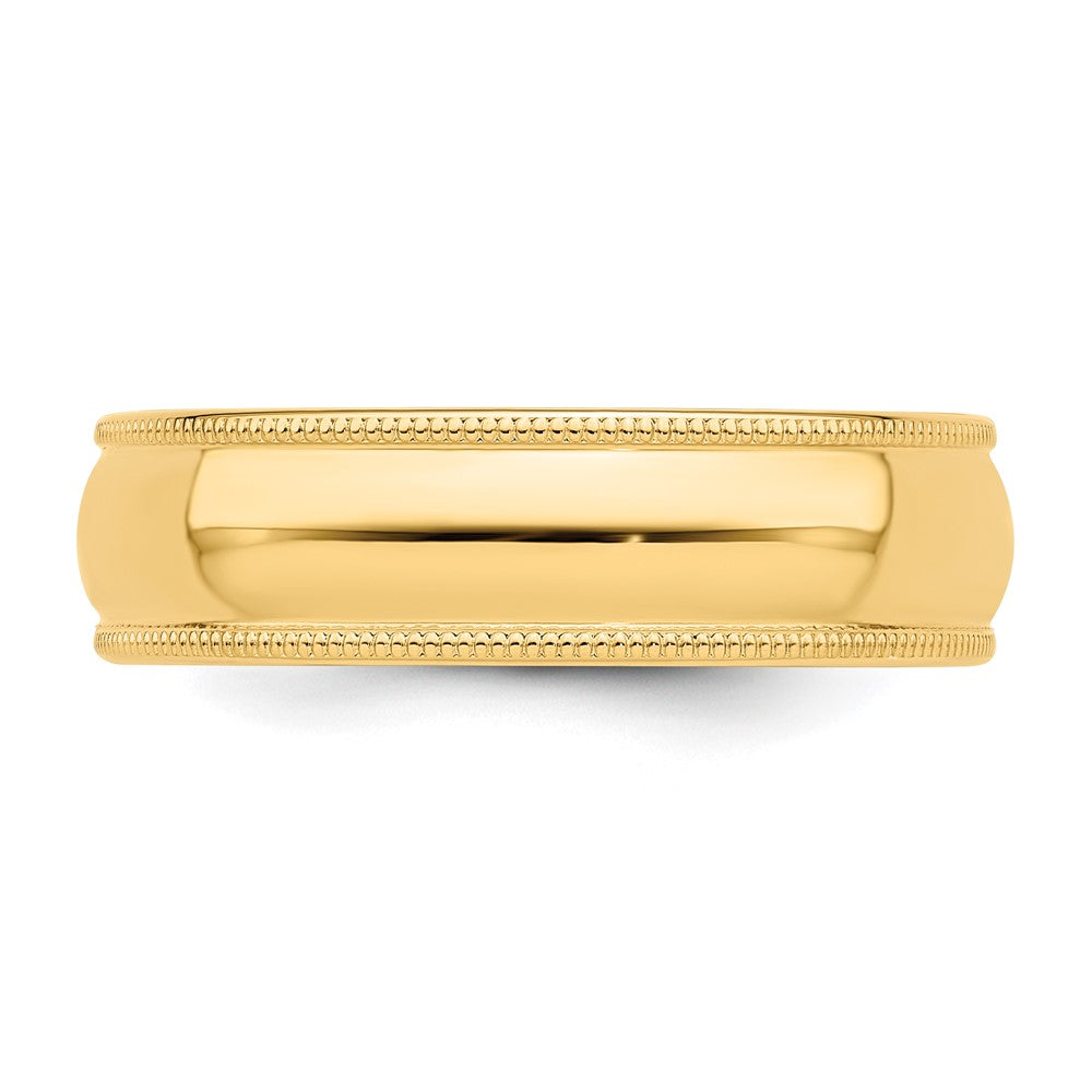 Sterling Silver Gold-plated 6mm Half Round Milgrain Size 10 Band