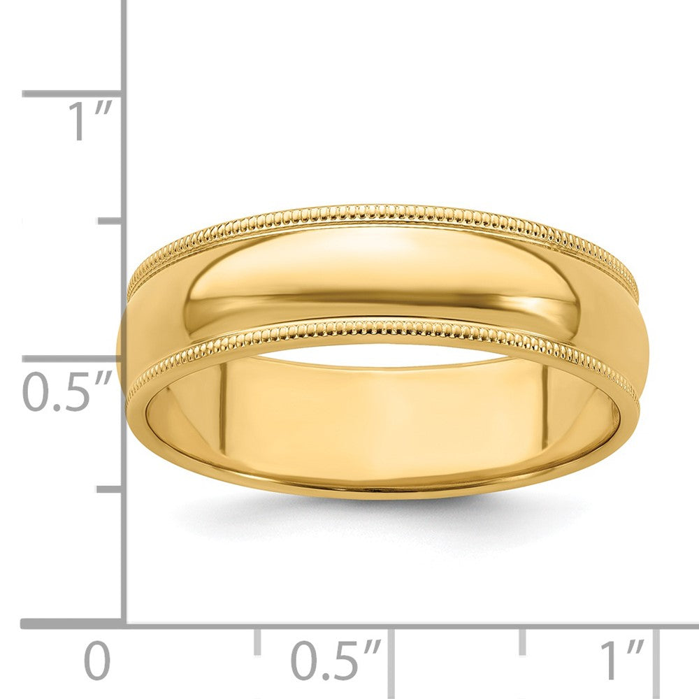 14k Yellow Gold 6mm Milgrain Half Round Wedding Band Size 12.5