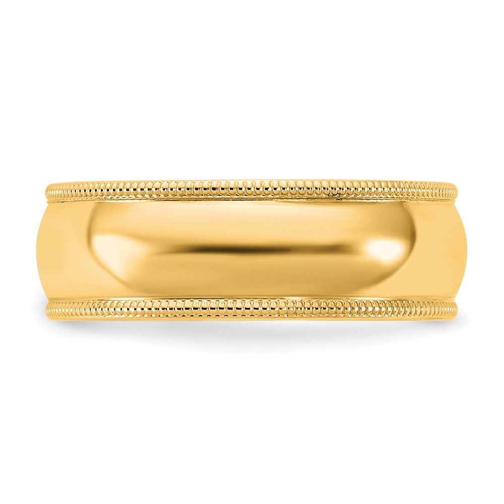 14KY 6.5mm Milgrain Half Round Band Size 9