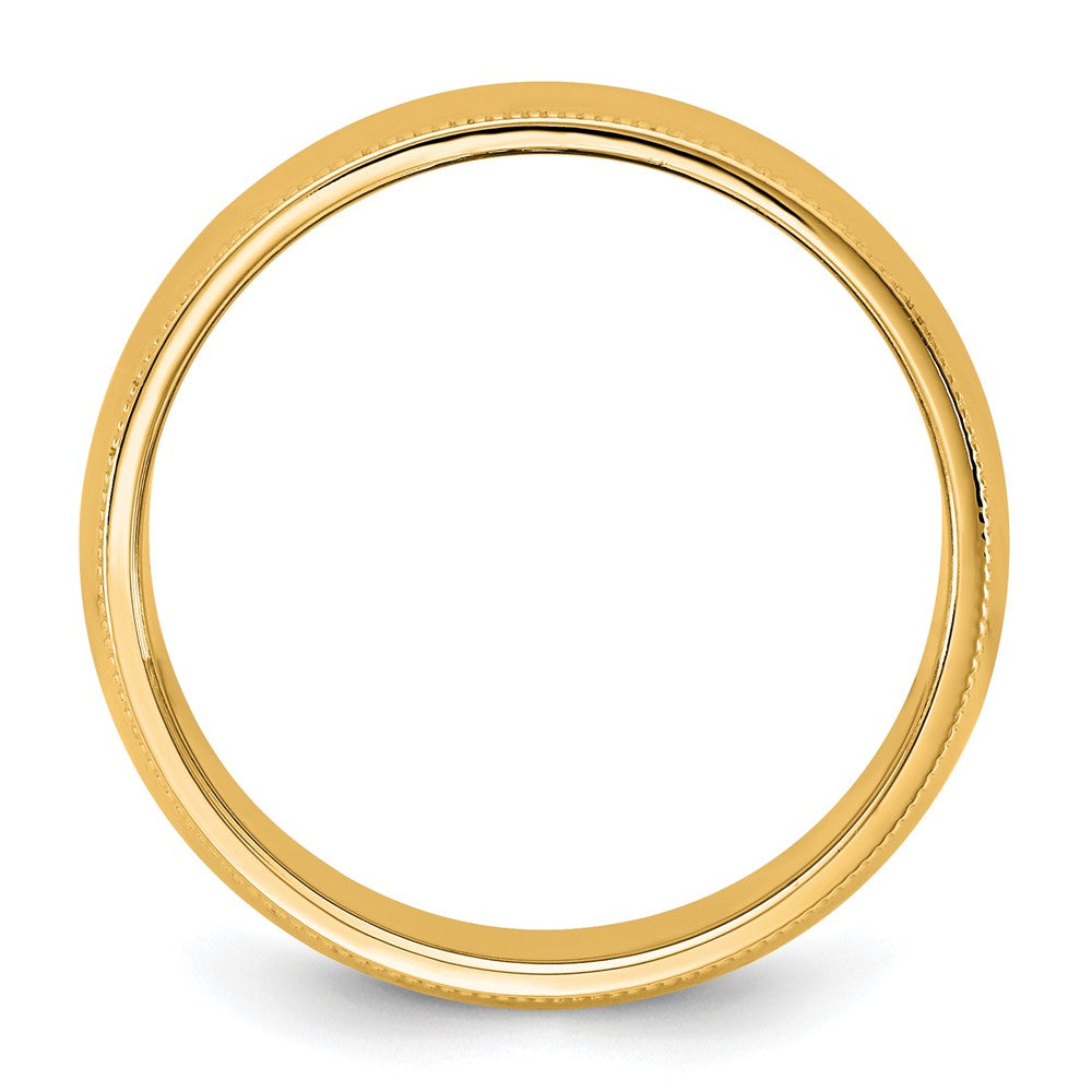 14KY 7mm Milgrain Half Round Band Size 6