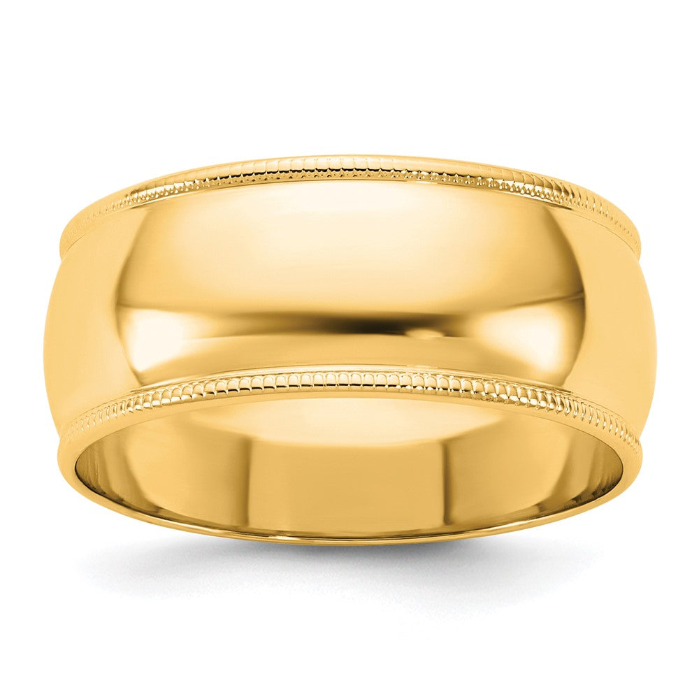 Solid;Polished;14k Yellow gold;Engravable;Milgrain;Half Round;Machined